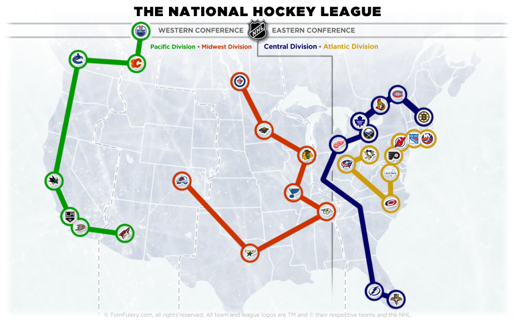 NHL Realignment Map 2013-14